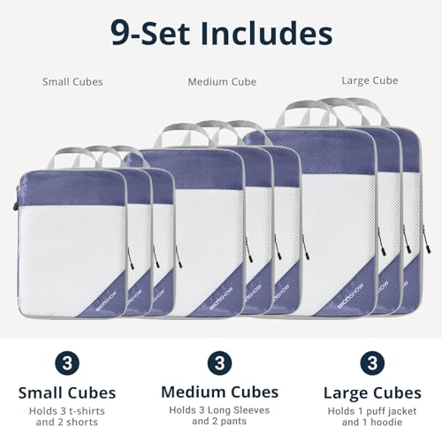 9 Set Compression Packing Cubes for Travel (9 Count)