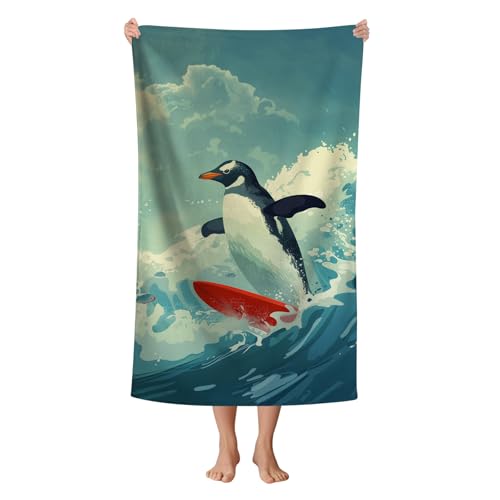 Microfiber Penguin Beach Towel Oversized