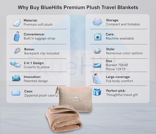 Premium Soft Long Travel Blanket Pillow Tall