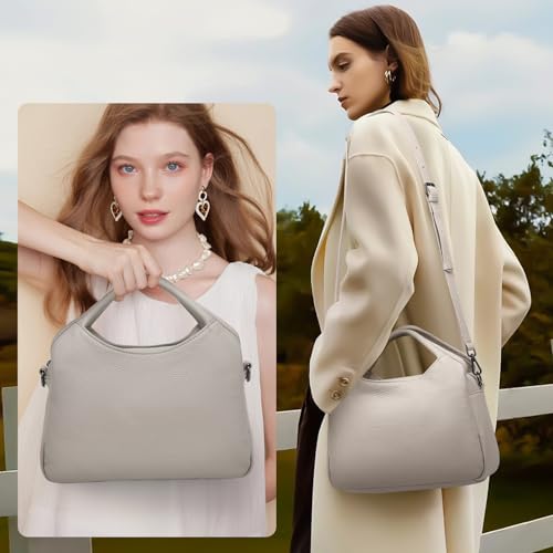Genuine Leather Purses for Women with Detachable Satchel Strap