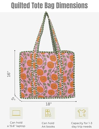 100% Cotton Quilted Tote Bag For Women