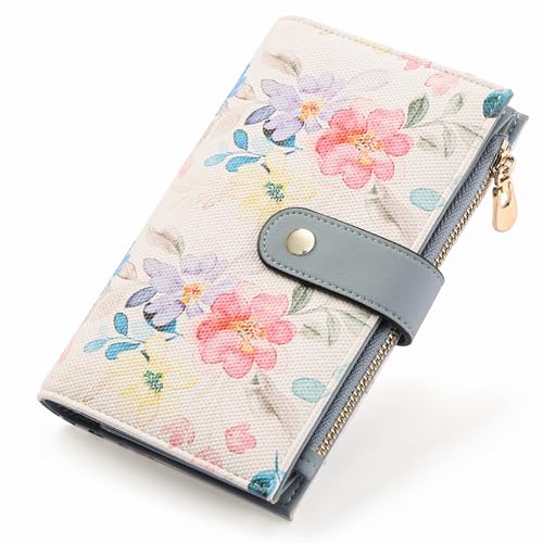 Womens Wallet RFID Blocking Vegan Leather Trifold Clutch Credit Card Holder Ladies Travel Wallet Purse with Pen Holder