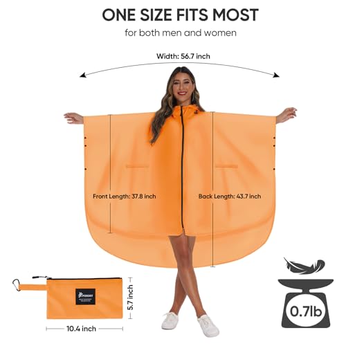 Rain Poncho for Adults with Zipper