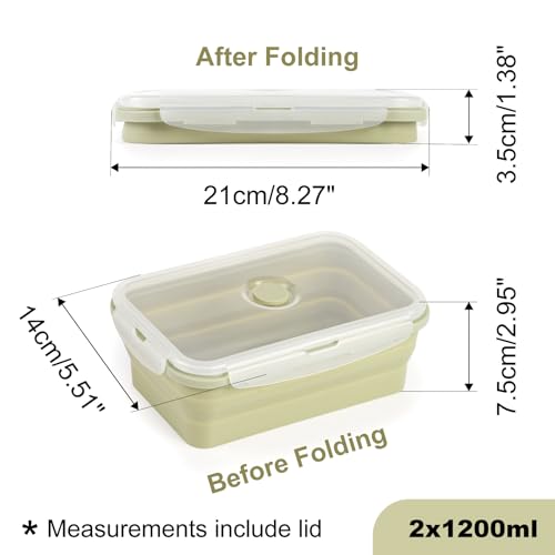 Collapsible Silicone Food Storage Containers with Airtight Lid & Vent 40oz