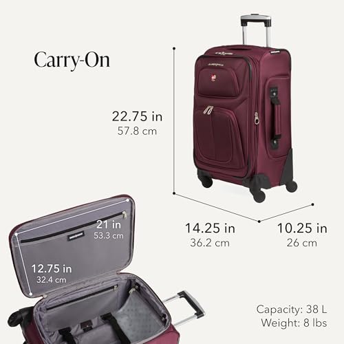 Sion Softside Expandable Spinner Luggage Durable Lightweight Travel Suitcase (2 Count)