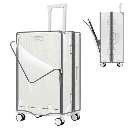 Clear Luggage Cover Protector with Front Pocket Zipper 24 Inch