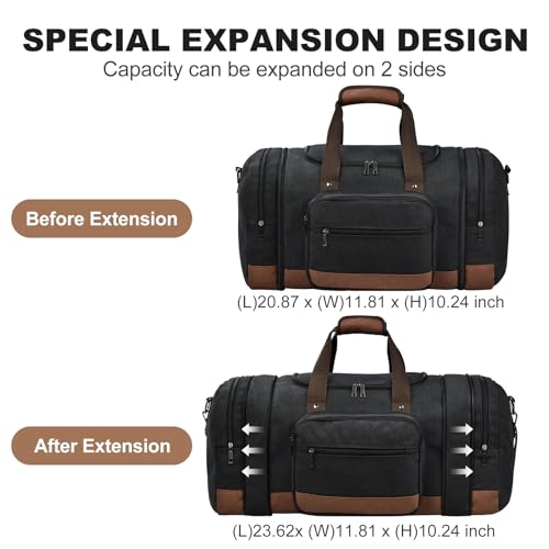 50L Canvas Duffle Bag for Travel Weekender Gym Overnight Carry
