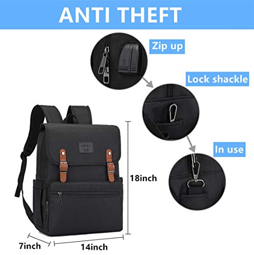Laptop Backpack Men Women Vintage Backpack Bookbag College Backpacks Stylish Backpack Black Fits 15.6 Inch Laptop