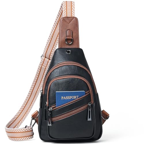 7L Crossboydy Sling Bag for Women Vegan Leather Crossbody Purse Fanny Pack Chest Bag for Travel