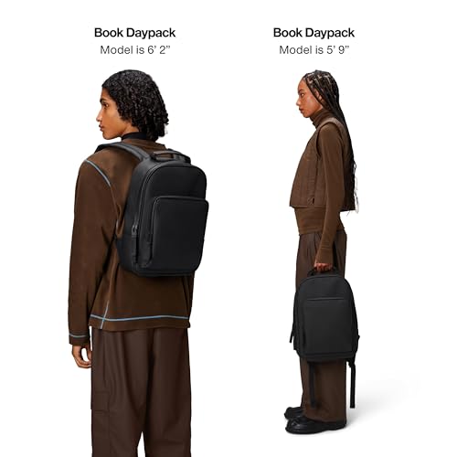Book Daypack Black Waterproof Laptop Backpack for Men and Women