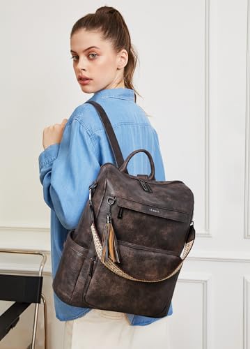 Vegan Leather Laptop Backpack for Women 15.6 inch Work Backpack Fashion Travel Backpack Purse for Travel College Work