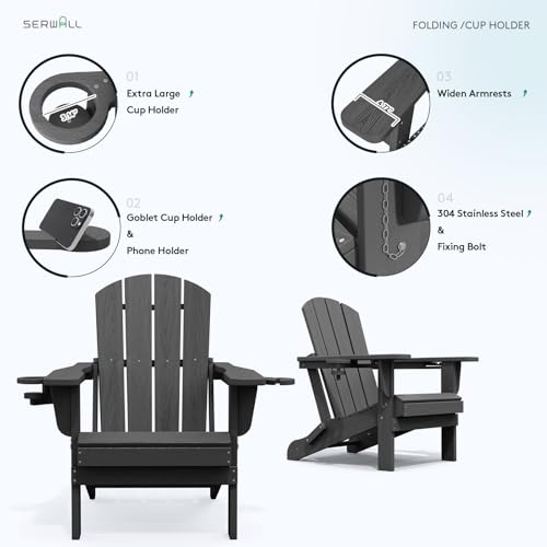 Outdoor Adirondack Chairs with 2 Cup Holders