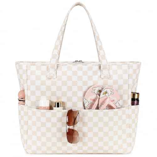 Beach Bag Waterproof Sandproof Women Beach Tote Pool Bag with Zipper for Gym Grocery Travel with Wet Pocket