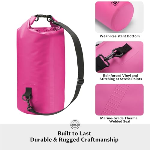 5/10/25/30/40L Waterproof Dry Bag, Small Lightweight Roll Top Dry Bag Backpack w/Waterproof Phone Case, Kayaking, Travel, Hiking, Fishing, Tubing, Camping, the Beach, Men/Women (Pink)