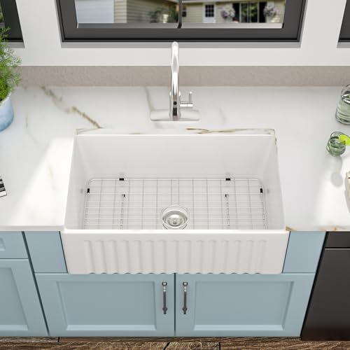 30"x18" White Farmhouse Kitchen Sink