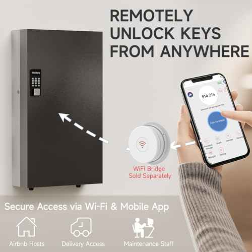 360 Key Lock Box Smart Key Organier Cabinet with Keypad & App for Office