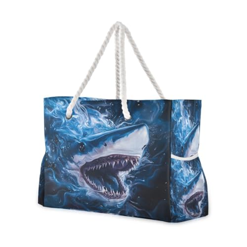 Large Beach Bags Totes Canvas Tote Shoulder Bag Soft Wave Water Resistant Bags for Gym Travel Daily Ocean