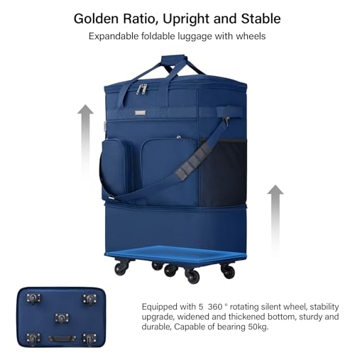 Expandable Collapsible Luggage with Wheels Suitcase Luggage Rolling Travel Bag Duffel Bag for Men Women Lightweight Suitcase Large Capacity with Spinner Wheel