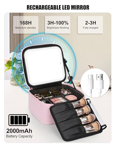 Travel Makeup Bag With LED Mirror