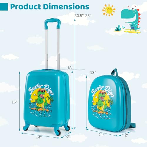 Kids Luggage Travel Backpack & Hard Shell Toddler Suitcase (2 Count)