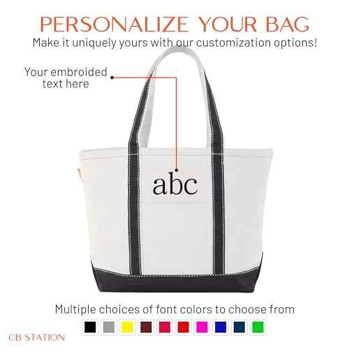 Medium Classic Personalized Monogram Canvas Tote Bag for Women