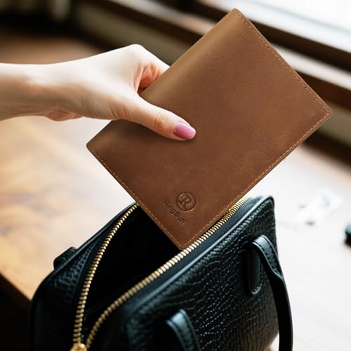 Leather Passport Cover for Men Women