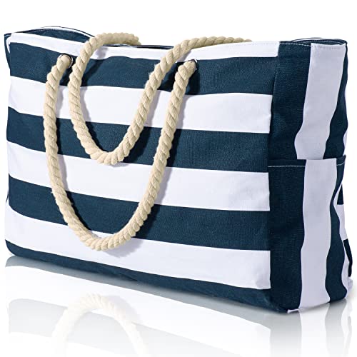 Beach Bag Large Beach Tote Bag for Women Waterproof Sandproof Swim Pool Bag With Zipper