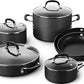 10-Piece Non-Stick Kitchen Cookware Set Black Pots & Pans with Stay-Cool Stainless Steel Handles Hard-Anodized Aluminum for Even Heating