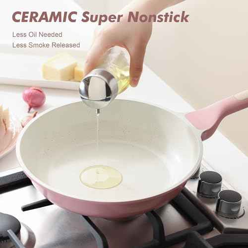 9.5In Nonstick Ceramic Frying Pan with Lid