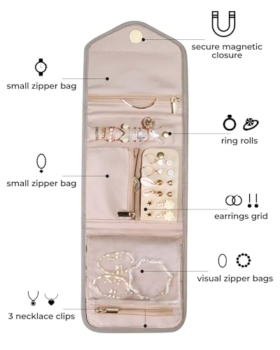 Travel Jewelry Organizer Case Foldable Jewelry Roll
