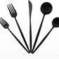 20-Piece 18/10 Stainless Steel Flatware Silverware, Luxury Dinnerware Set Travel Cutlery Tableware Include Knife Fork Spoon Service for 4,Healthy & Eco-Friendly Dishwasher Safe (Black Matte) (4 Count)