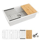 30 In. White Granite Composite Undermount Kitchen Sink Single Bowl Workstation