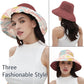 Womens Sun Hats Wide Brim Reversible Bucket Cotton Hat Packable Summer Travel Cap with Hat Clip