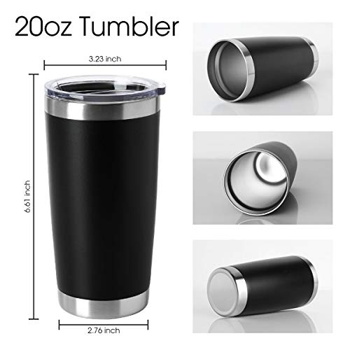 20oz Tumblers Bulk Stainless Steel Cups with Lid Double Wall Vacuum Insulated Coffee Mugs for Cold & Hot Drinks 1 Pack