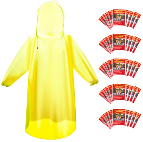 6 & 20 & 50 Pack Disposable Rain Ponchos for Adults (6 Count)
