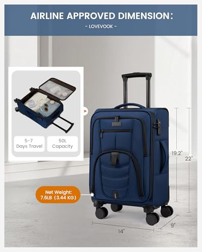 Carry On Luggage 22x14x9 Airline Approved with TSA Lock for Business Trip