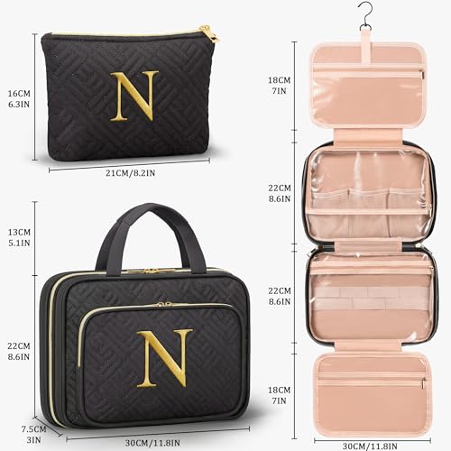 Personalized Hanging Toiletry Bag Travel Makeup & Cosmetic Bag Organizer (2 Count)