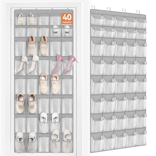 40 Large Pockets Over The Door Shoe Organizer