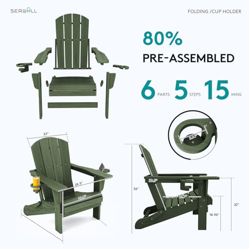 Outdoor Adirondack Chairs with 2 Cup Holders