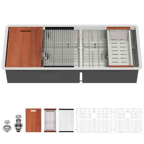 45 Double Bowl Undermount Kitchen Sink Large Workstation Sinks