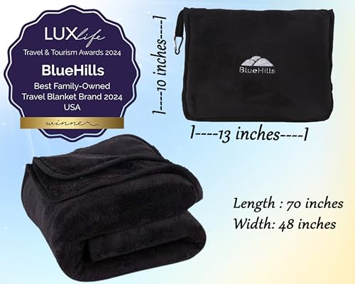 Premium Soft Long Travel Blanket Pillow Airplane Flight