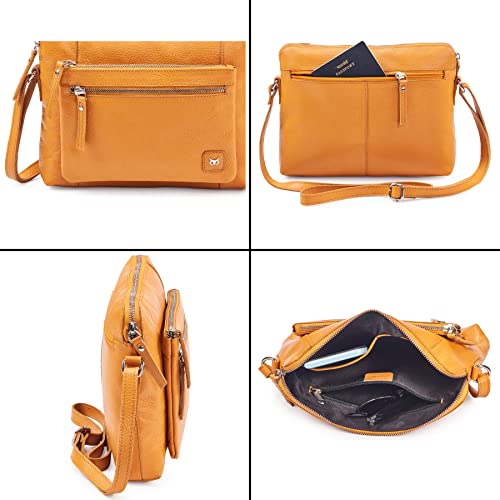 Leather Crossbody Bags for Women Small Soft Genuine Pebbled Sling Shoulder Handbag Crossover Purse with Full Adjustable Strap