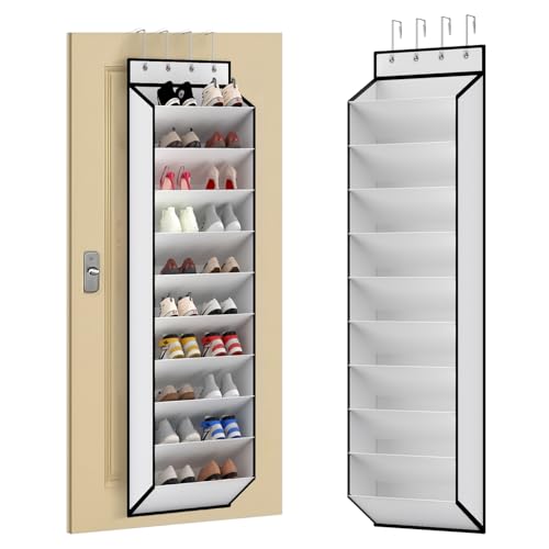 10 Tiers White Over Door Shoe Organizer Storage