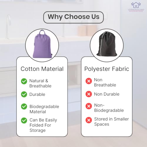 LFH Home Cotton Rich Large Premium Canvas Laundry Bag (6 Count)