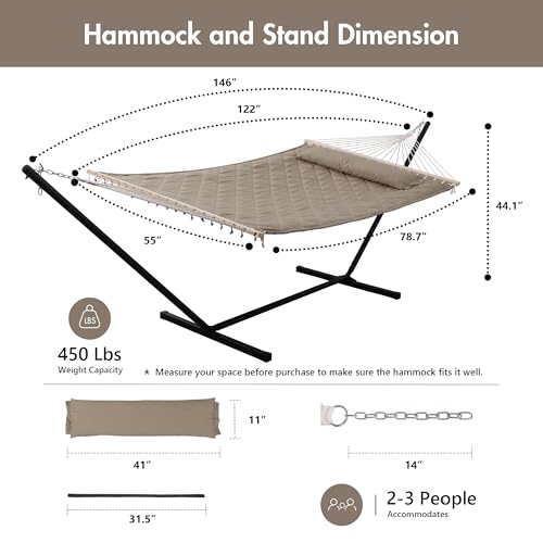 Outdoor Hammock Two Person Hammock with 12FT Steel Stand