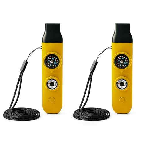 Multifunctional Survival Emergency Whistle for Kids with Compass Hiking Survival (2 Count)