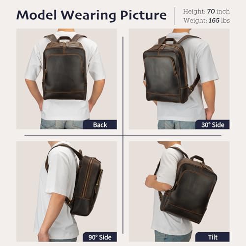Leather Backpack for Men 15.6" Laptop Backpack 100% Madagascar top