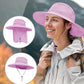 Outdoor Sun Hats with Stowable Neck Flap for Men Women UPF 50+ Mesh Summer Bucket Hat Wide Brim for Fishing Safari Hiking Purple