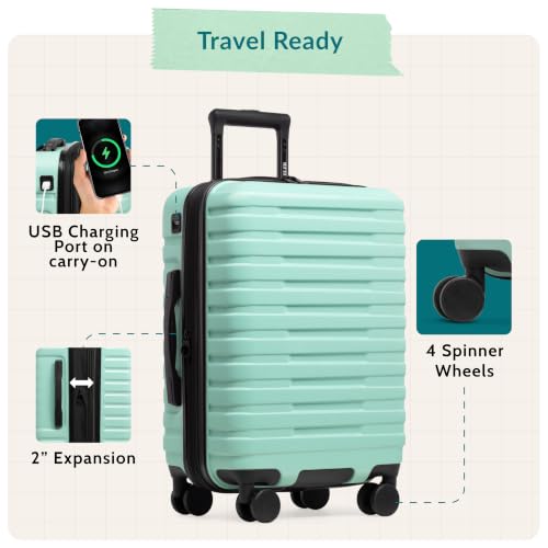 Boren Expandable Hardside Rugged Travel Luggage with 8 Spinner Wheels