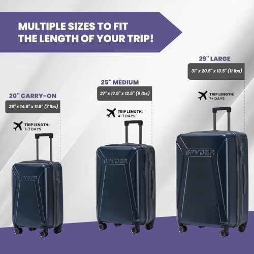 Traverse 3 Piece Carry On & Checked Suitcase Set with 360° Spinner Wheels (3 Count)
